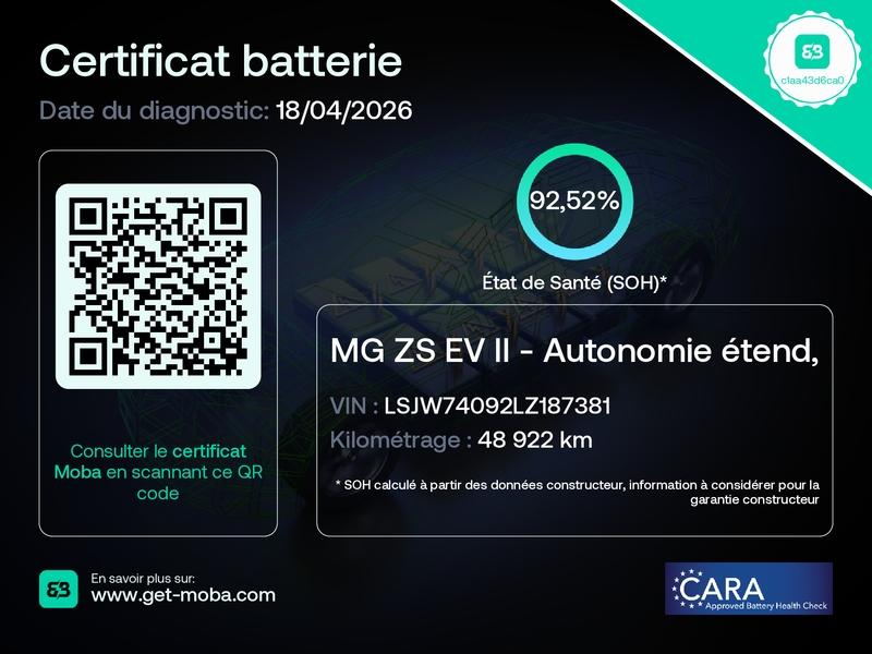MG MOTOR ZS EV d’occasion à vendre à SAINT PIERRE LES NEMOURS chez DPL - SNCA (Photo 3)